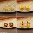 Designer Floral Gold Finish Stud Earrings For Women