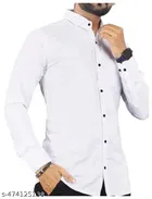 Cotton Blend Solid Shirt for Men, White 