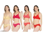 Cotton Blend Solid Lingerie Set for Women 