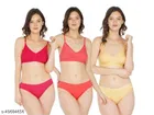 Cotton Blend Solid Lingerie Set for Women 