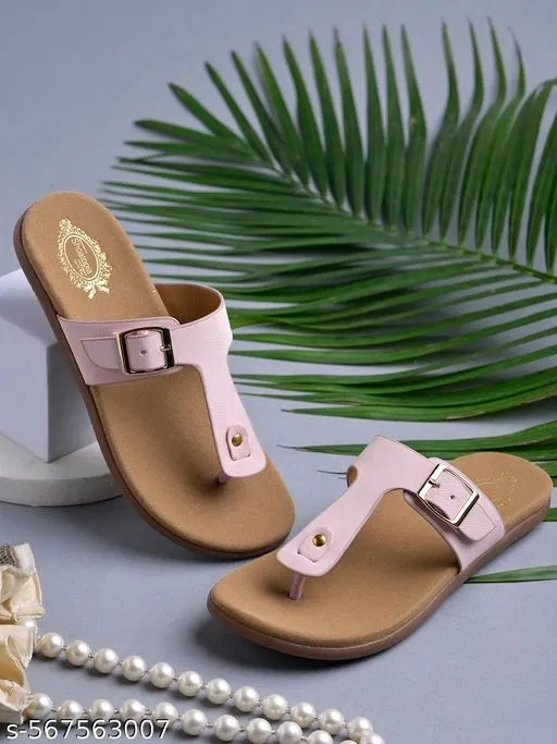Shoetopia Girls Solid Flat Sandals Pink Size 8
