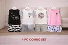 Hosiery Cotton Printed Clothing Set for Kids, Multicolor, Pack of 4 
