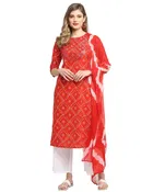Cotton Cambric Embroidered Kurta Set for Women 
