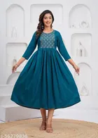 Rayon Kurti for Women, Navy Blue 
