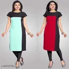 Crepe Color Blocked Kurti for Women 