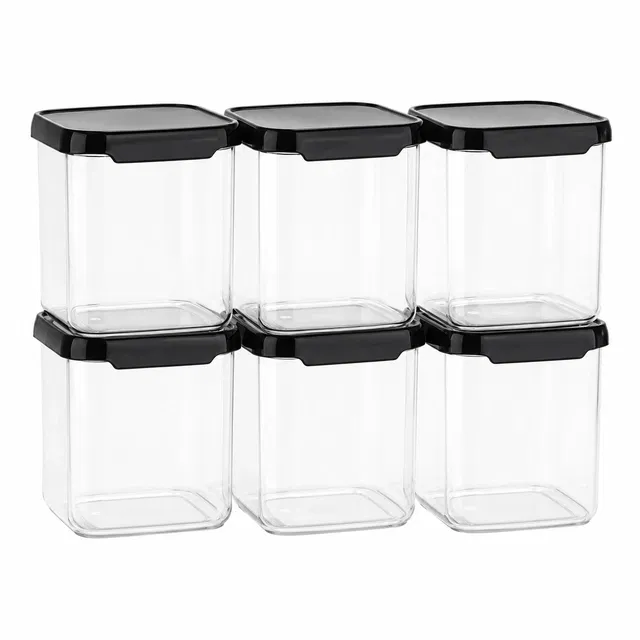Plastic Grocery Container 550 ml - Black (Pack of 6)