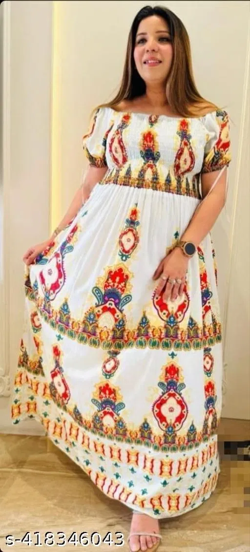 Elegant Gown for Women (White, L)