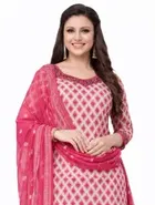 Printed Crepe Unstitched Suit Fabric for Women, Pink 