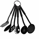 Pallavi Trading Non Stick Cooking Spoon 6 Pcs/Set Nylon Heat-Resistant Spatula Turner Scoop Kitchen Cooking Utensil Tools Set, Black, Set Of 1