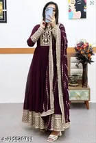Embroidered Kurta Set with Dupatta for Women 