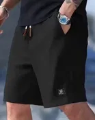 Textutred Shorts for Men (Black, M)