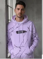 Cotton Printed Hoodie for Men, Purple 