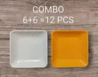 Plastic Plates for Kitchen, Multicolor, Pack of 12