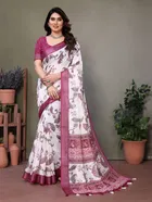 Silk Woven Design Saree for Women, White 