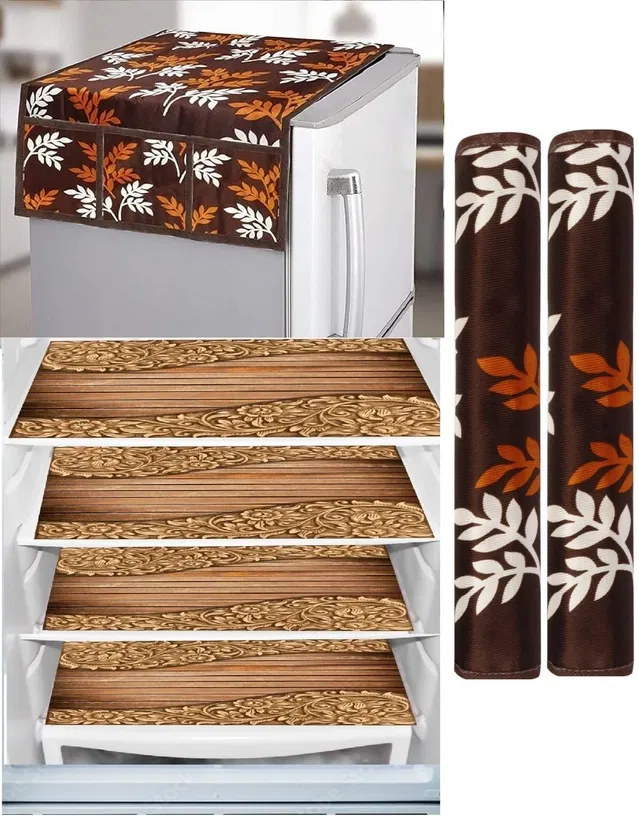 Knit 7 Pcs Fridge Cover Set (Multicolor, Set of 1)
