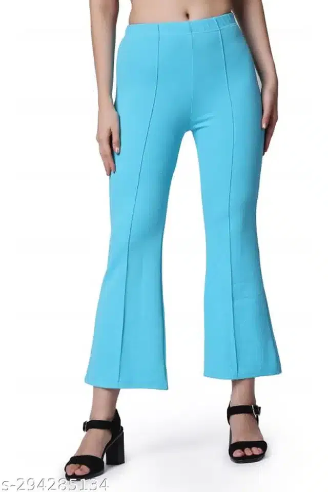 Cotton Lycra Trouser for Women (Sky Blue, 28)