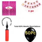 Birthday Decoration Foil Curtains with Banner & 50 Pcs Balloons with Manual Hand Pump 