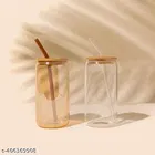Afast Coffee, Juice, Soft drink tumbler with straw and wooden lid, 200 ml (Pack of 2)