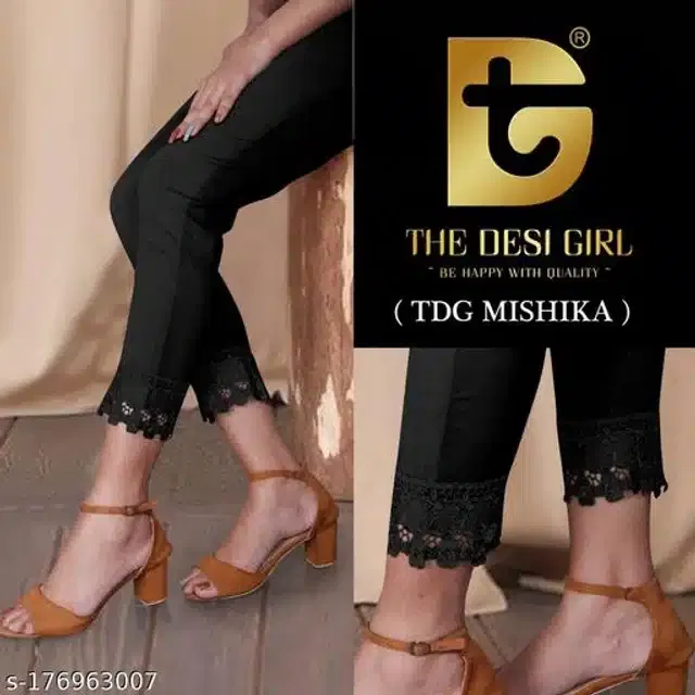 Cotton Lycra Trouser for Women (Black, 28)