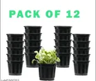 Plastic Plant Container, Black, Pack of 12