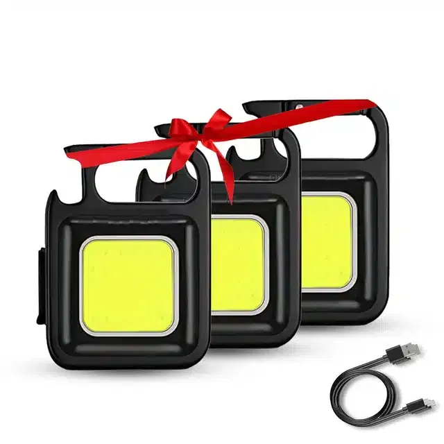 Multifunction Keychain LED Light (Black, Pack of 3)