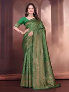Banarasi Silk Embroidered Saree for Women (Green, 6.3 m)