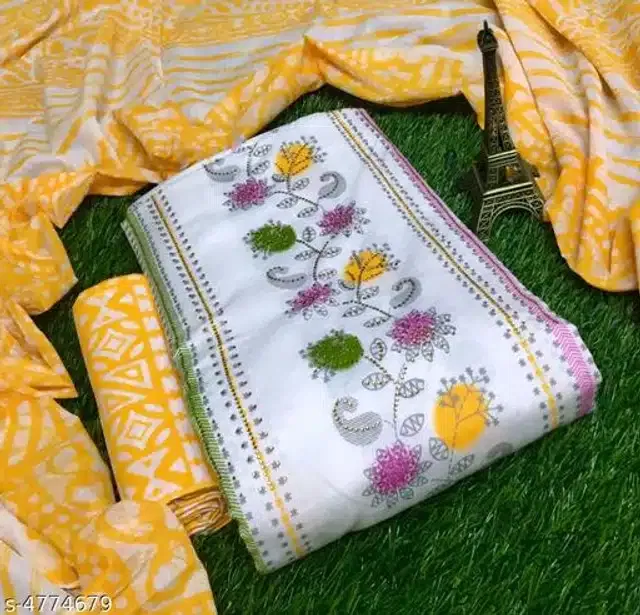 Cotton Printed Unstitched Dress Material for Women (Multicolor)