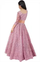 Net Embroidered Semi Stitched Lehenga for Girls 