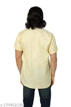 Dupion Silk Printed Short Kurta for Men 