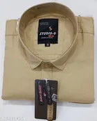 Cotton Blend Solid Shirt for Men, Cream 