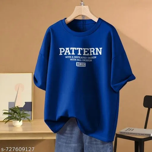 Cotton Printed T-shirt for Women, Blue (XS)