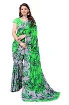 Women Georgette Printed Saree With Unstitched Blouse 
