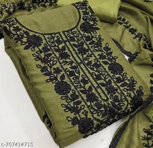 Embroidered Punjabi/All Over Suits Semi-Stitched Suits (Multicolor, 6.65 meter for Women (XXL)