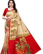 Art Silk Printed Saree for Women, Multicolor 