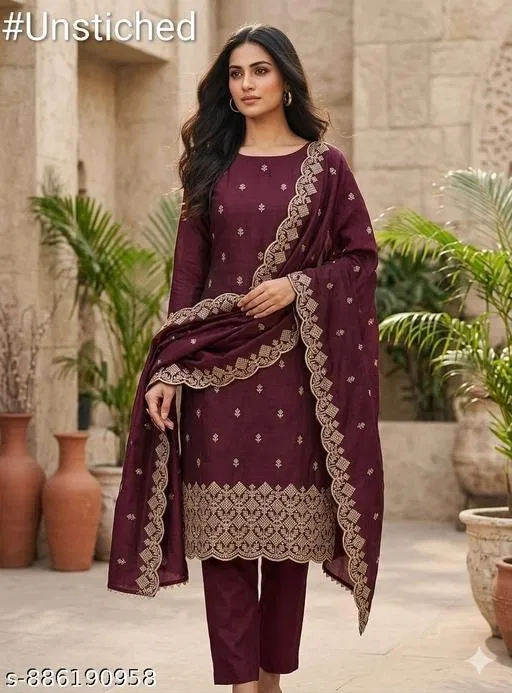 Vichitra Silk Pakistani Suits for Women (6.85 meter (3XL)