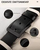 Leather Solid Belts in with Tang Closures for Men, Black & Brown, Pack of 2