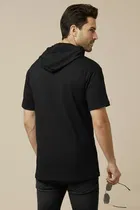 Polyester Printed T-shirt for Men, Black 