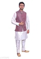 Silk Solid Kurta with Pyjama & Jacket for Men 