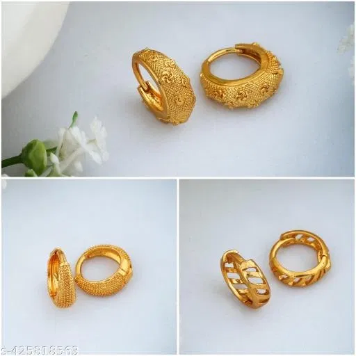 Gold-Plated Earrings/Studs/Bali Combo For Women'S/Girls