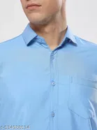 Cotton Blend Solid Shirts for Men, Sky Blue 