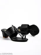 Shoetopia Black Block Heel Open Toe Sandals 