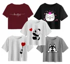 Cotton Printed Crop Tops for Girls (Multicolor, 10-11 Years) (Pack of 5)
