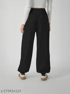 Cotton Blend Solid Trousers for Men, Black 