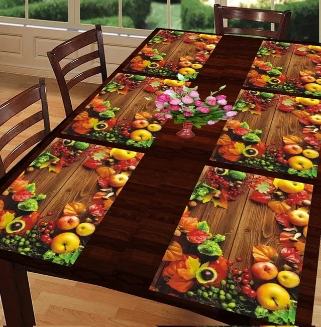 PVC Printed Dining Table Placemats (Multicolor, 30x45 cm) (Pack of 6)