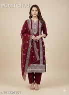 Embroidered Floral Patiala Suit for Women 