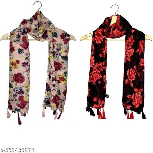 Chiffon Scarves for Women, Peach, Pack of 2