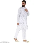 Cotton Printed Kurta with Pyjama for Men 