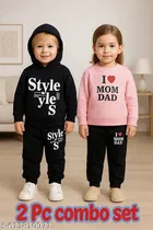Hosiery Cotton Printed Clothing Set for Kids, Multicolor, Pack of 2 