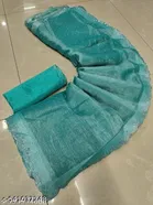 JImmy Choo Saree for Women, Teal 