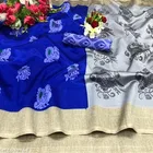Art Silk Printed Saree for Women, Blue 